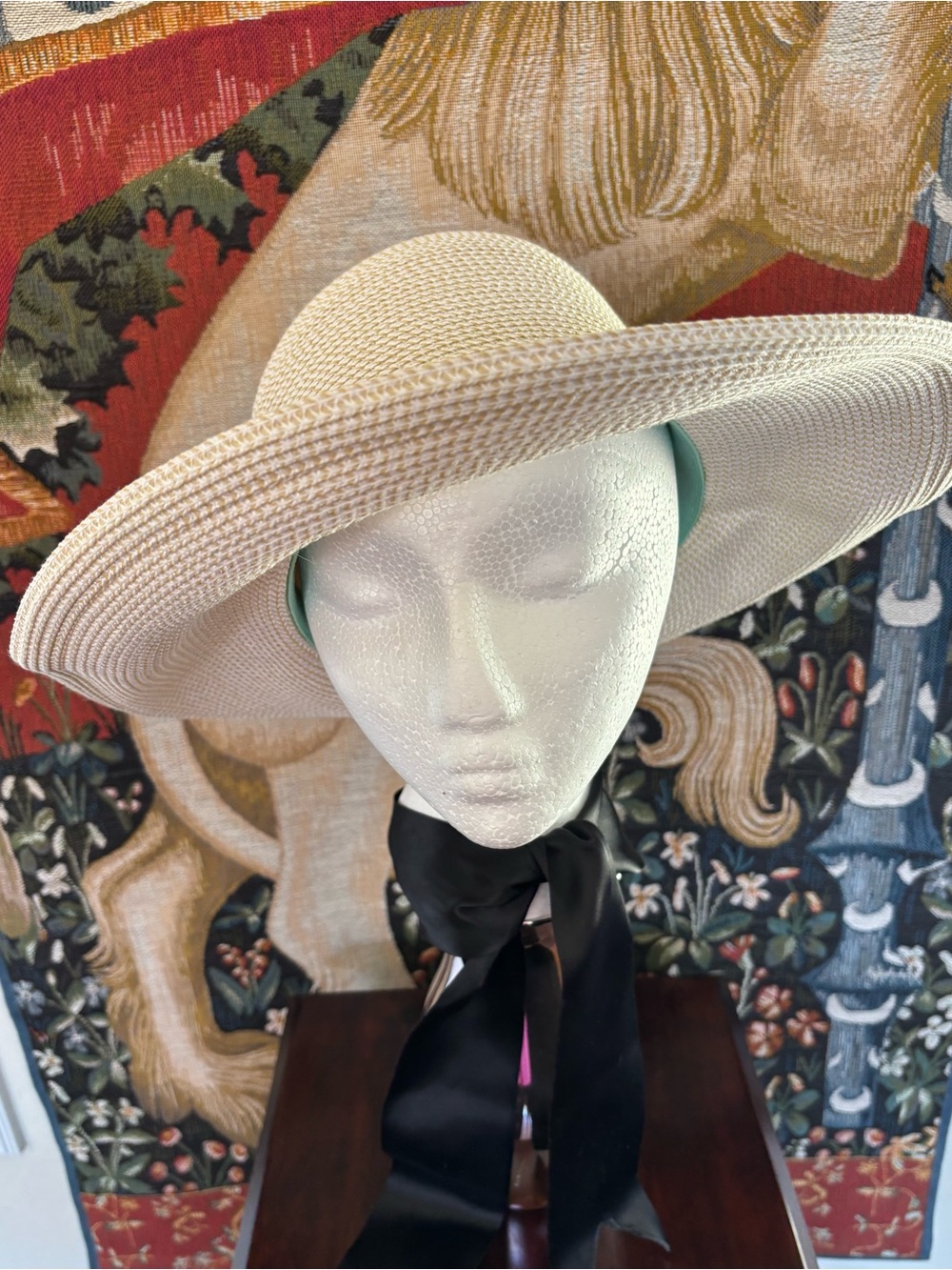 Eric Javits New York Luxury Cream Wide-Brim Straw Hat. Perfect for Travel.